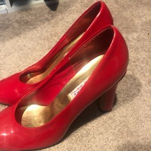 Red platform heels